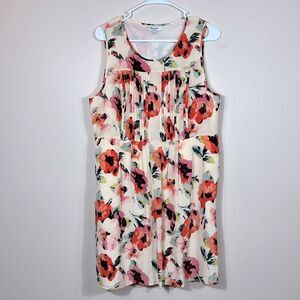 Madewell Pleated Lined Tearose Floral Knee Length Silk Size 12